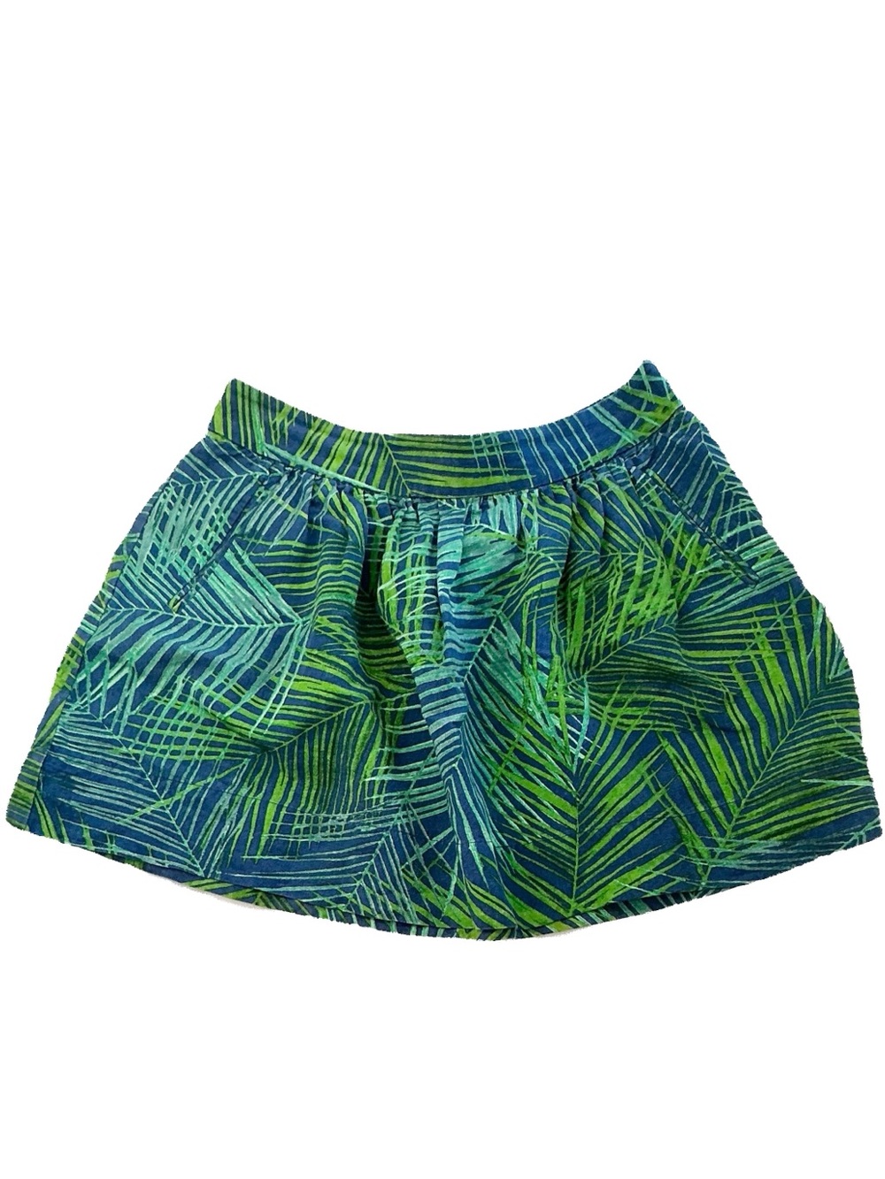 Banana Republic Green and Blue Leaf-Print Skirt
